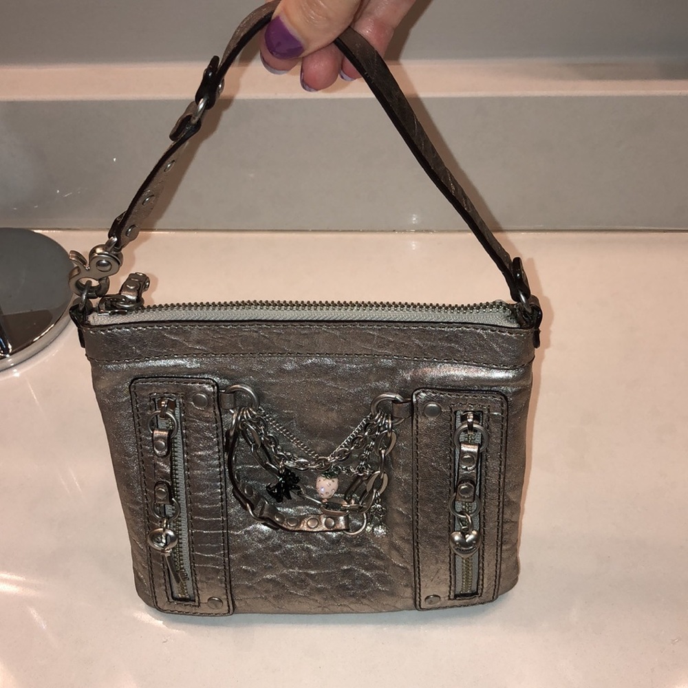 Juicy Couture, silver leather charm purse